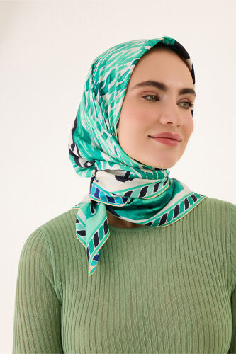 Lakeside Nile Green-Turquoise Double-Sided Twill Silk Scarf 