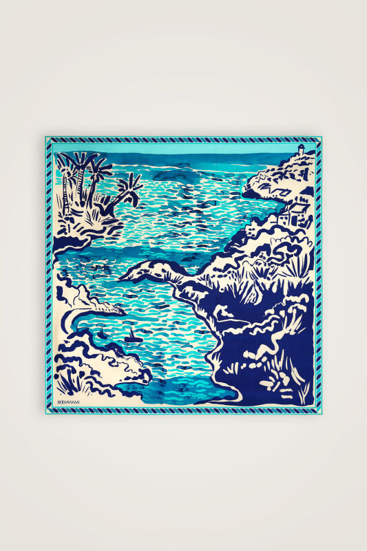 Lakeside Nile Green-Turquoise Double-Sided Twill Silk Scarf - 2