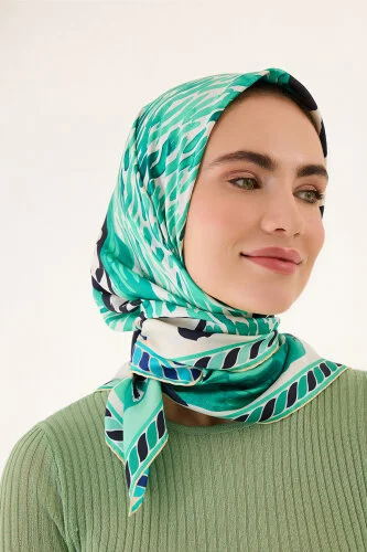 Lakeside Nile Green-Turquoise Double-Sided Twill Silk Scarf 