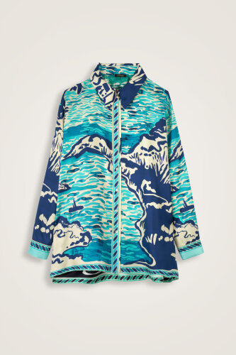 Lakeside Nile Green-Turquoise Twill Silk Shirt - 1