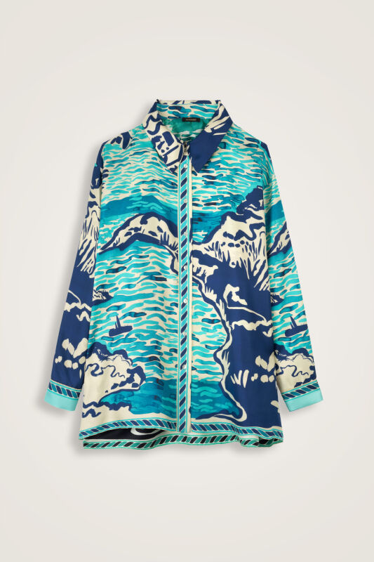 Lakeside Nile Green-Turquoise Twill Silk Shirt - 1