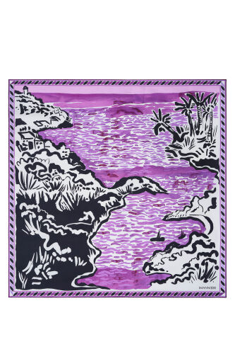 Lakeside Purple-Pink Double-Sided Twill Silk Scarf - 2