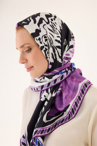 Lakeside Purple-Pink Double-Sided Twill Silk Scarf - 4