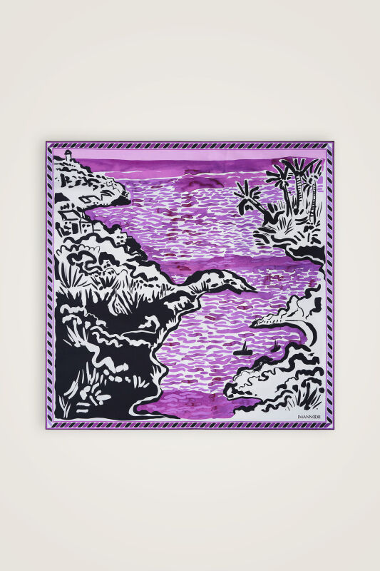 Lakeside Purple-Pink Double-Sided Twill Silk Scarf - 3