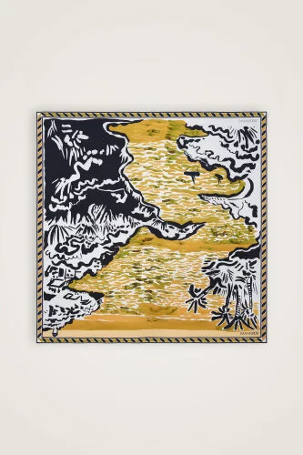 Lakeside Salmon-Yellow Double-Sided Twill Silk Scarf - 3