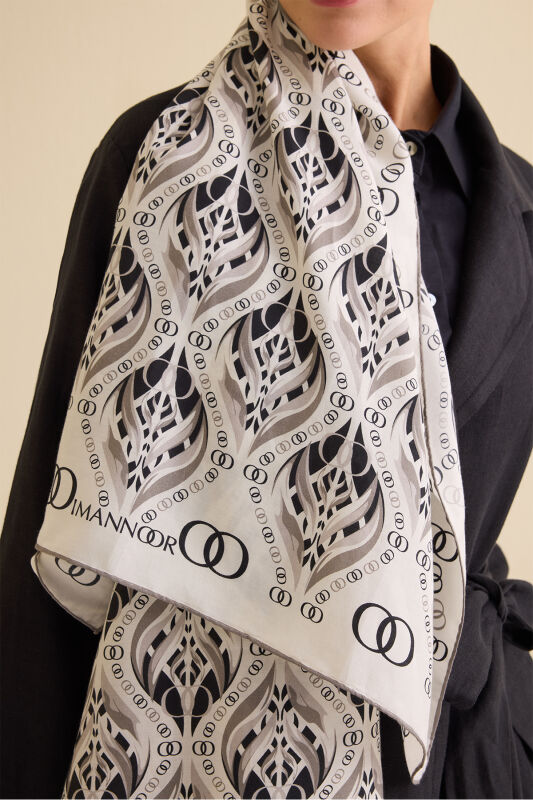 Lale Bej Pamuk İpek Şal 70x210 - 5