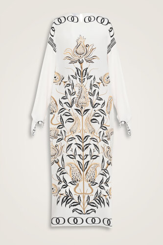 Lale Devri Bej İpek Elbise - Imannoor (4)