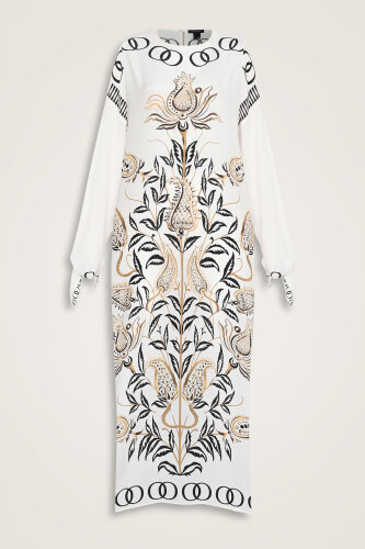 Lale Devri Bej İpek Elbise - Imannoor (2)