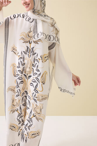 Lale Devri Bej İpek Elbise - Imannoor (3)