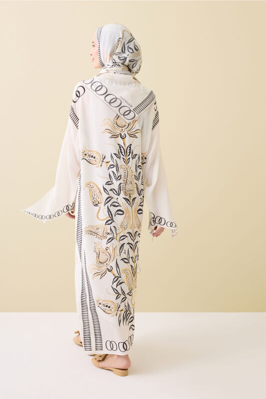 Lale Devri Bej İpek Elbise - 6