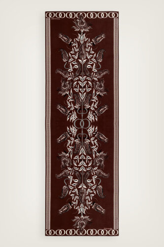 Lale Devri Bordo İpek Şal 70x210 