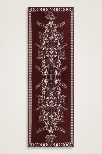 Lale Devri Bordo Krep İpek Şal 70x210 - Imannoor (2)