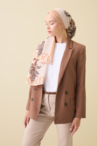 Lale Devri Somon Krep İpek Şal 70x210 - Imannoor (1)