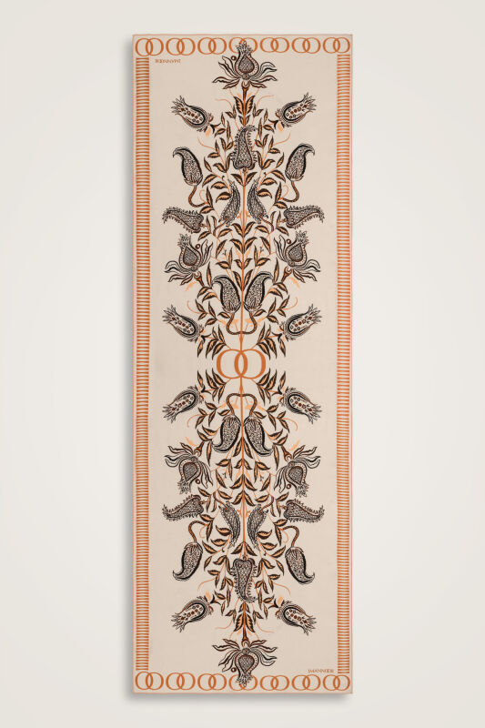 Lale Devri Somon Krep İpek Şal 70x210 - 2