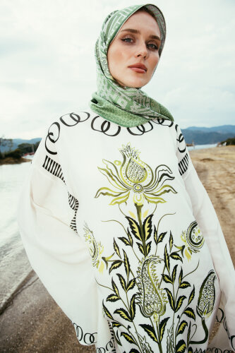 Lale Devri Yeşil İpek Elbise - 6