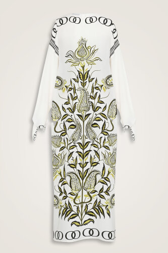 Lale Devri Yeşil İpek Elbise - Imannoor (4)