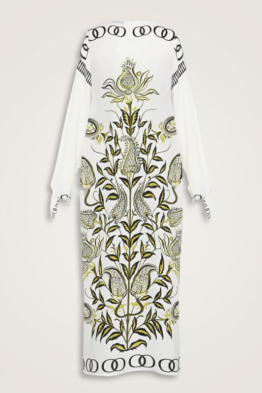 Lale Devri Yeşil İpek Elbise - 4