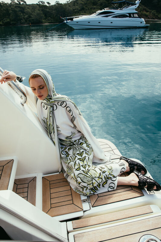 Lale Devri Yeşil İpek Elbise - 3