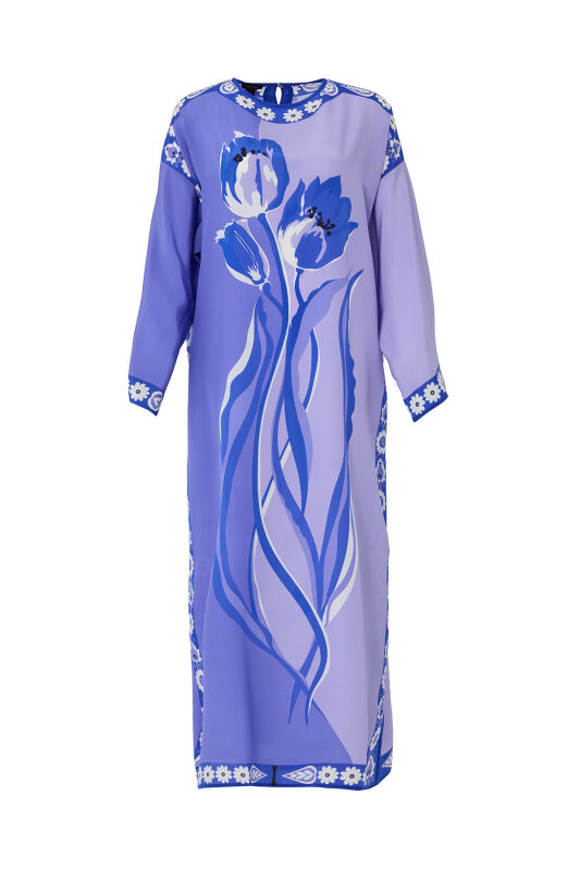 Lale Lila İpek Elbise - 1