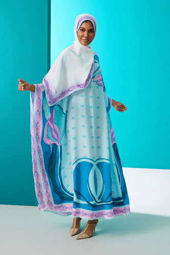 Lalenoor Blue Silk Kaftan 