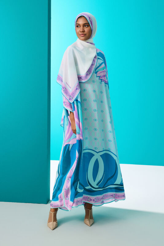 Lalenoor Blue Silk Kaftan - 5