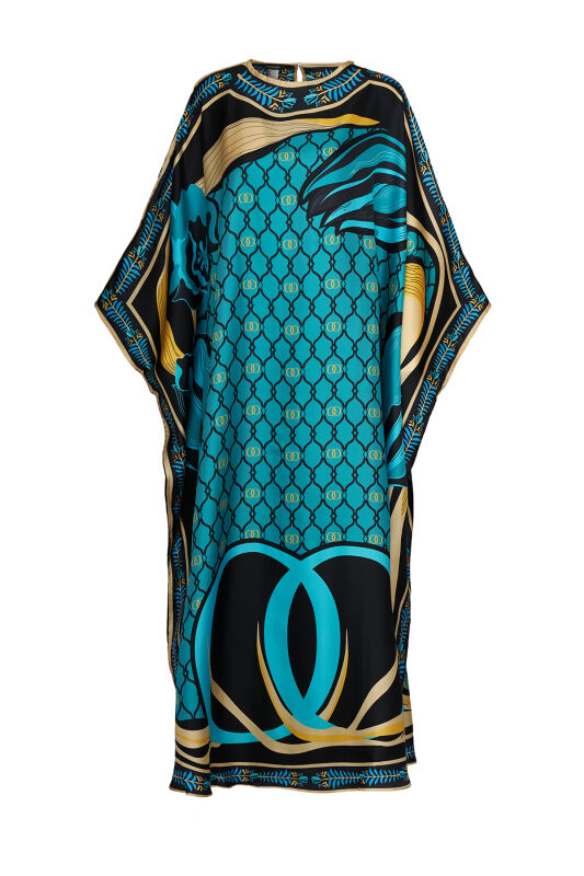 Lalenoor Turquoise Silk Kaftan - 2