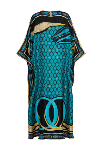 Lalenoor Turquoise Silk Kaftan - 4