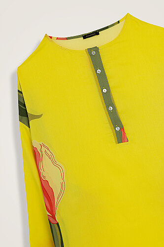 Lale Noor Yellow Embellished Viscose Dress - 2