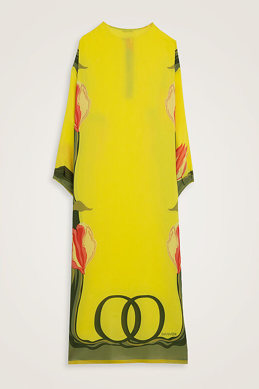 Lale Noor Yellow Embellished Viscose Dress - 3