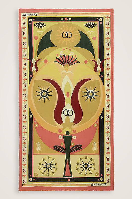 Lale Sarı Kaşmir İpek Şal 100x200 - 1