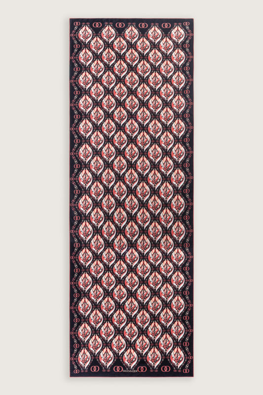 Lale Siyah-Turuncu Pamuk İpek Şal 70x210 - 2