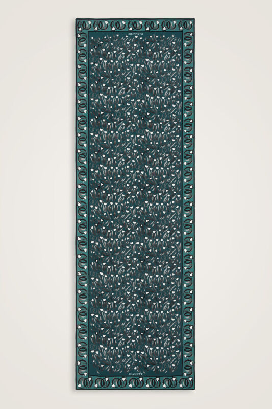 Lale Tarlası Petrol Krep İpek Gömlek Şalı 70x210 - 1