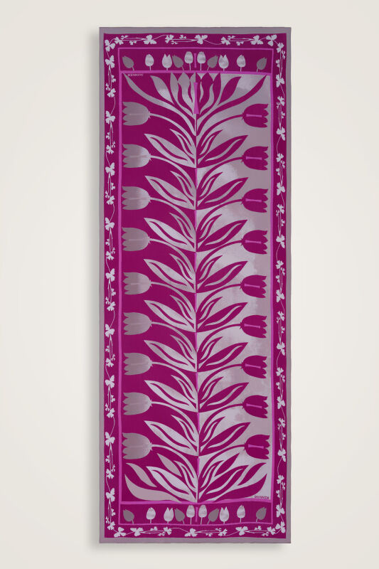 Lale Yolu Fuşya Pamuk Şal 80x200 - 1