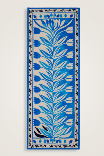 Lale Yolu Mavi Pamuk Şal 80x200 - 1