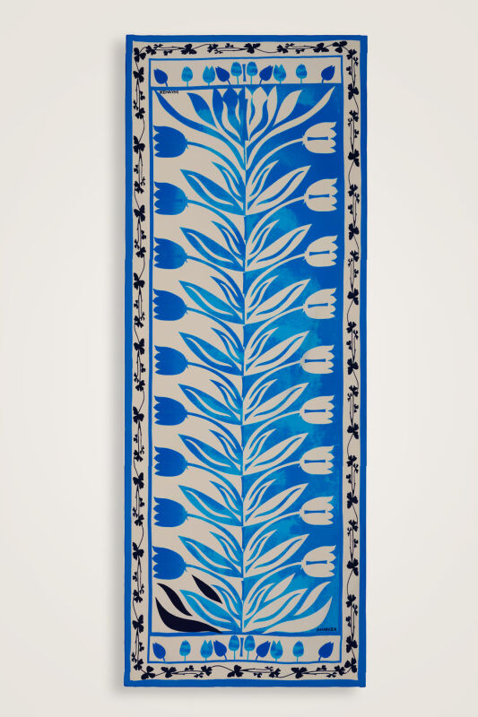 Lale Yolu Mavi Pamuk Şal 80x200 - 1