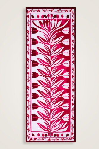 Lale Yolu Pembe Pamuk Şal 80x200 