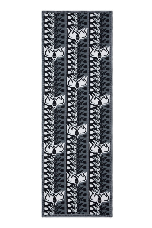 Lale Yolu Siyah-Beyaz Pamuk Vual Şal 70x200 - 2