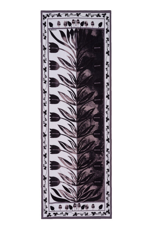 Lale Yolu Siyah Pamuk Şal 80x200 - 1