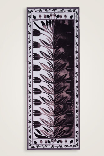 Lale Yolu Siyah Pamuk Şal 80x200 