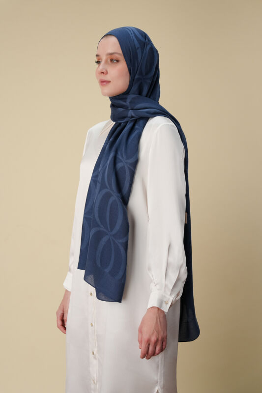 Large Bambunoor Navy Blue Spacious Tencel Shawl - 1