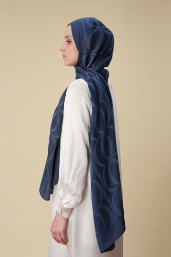 Large Bambunoor Navy Blue Spacious Tencel Shawl - 6