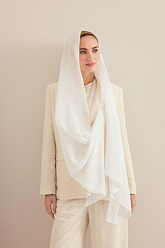 Large Bambunoor White Fresh Tencel Shawl - Imannoor (1)