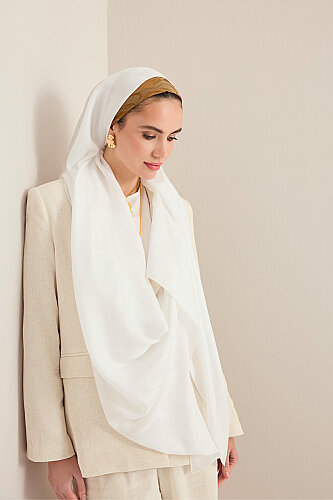 Large Bambunoor White Fresh Tencel Shawl - 5