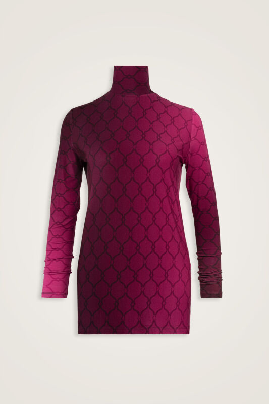 Lattice Gradient Burgundy Long Supreme Blouse - 1