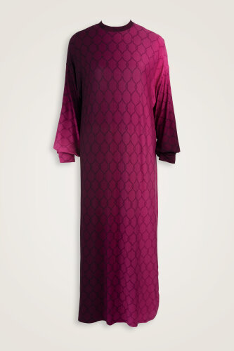 Lattice Gradient Burgundy Sleeveless Rib Combed Cotton Dress 