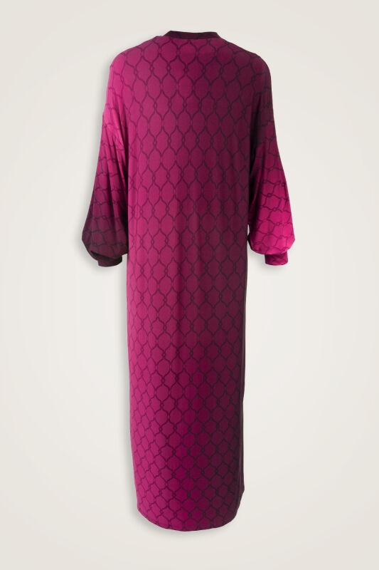 Lattice Gradient Burgundy Sleeveless Rib Combed Cotton Dress - 2