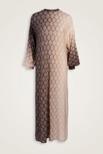 Lattice Gradient Gray Sleeveless Rib Combed Cotton Dress - 1