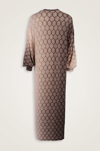 Lattice Gradient Gray Sleeveless Rib Combed Cotton Dress - 2