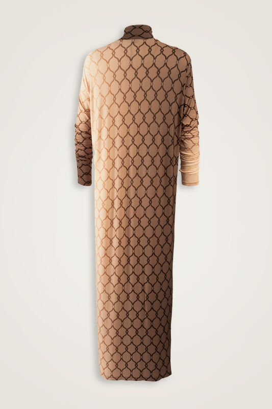 Lattice Gradient Gray Turtleneck Combed Cotton Dress - 2