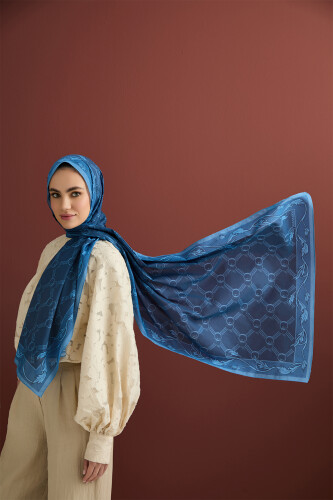 Leaf Noor Modal Viscose Shawl Navy - 5